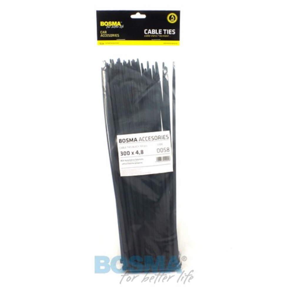 

Opaski Kablowe Czarne Bosma (100 szt) 4,8x300mm