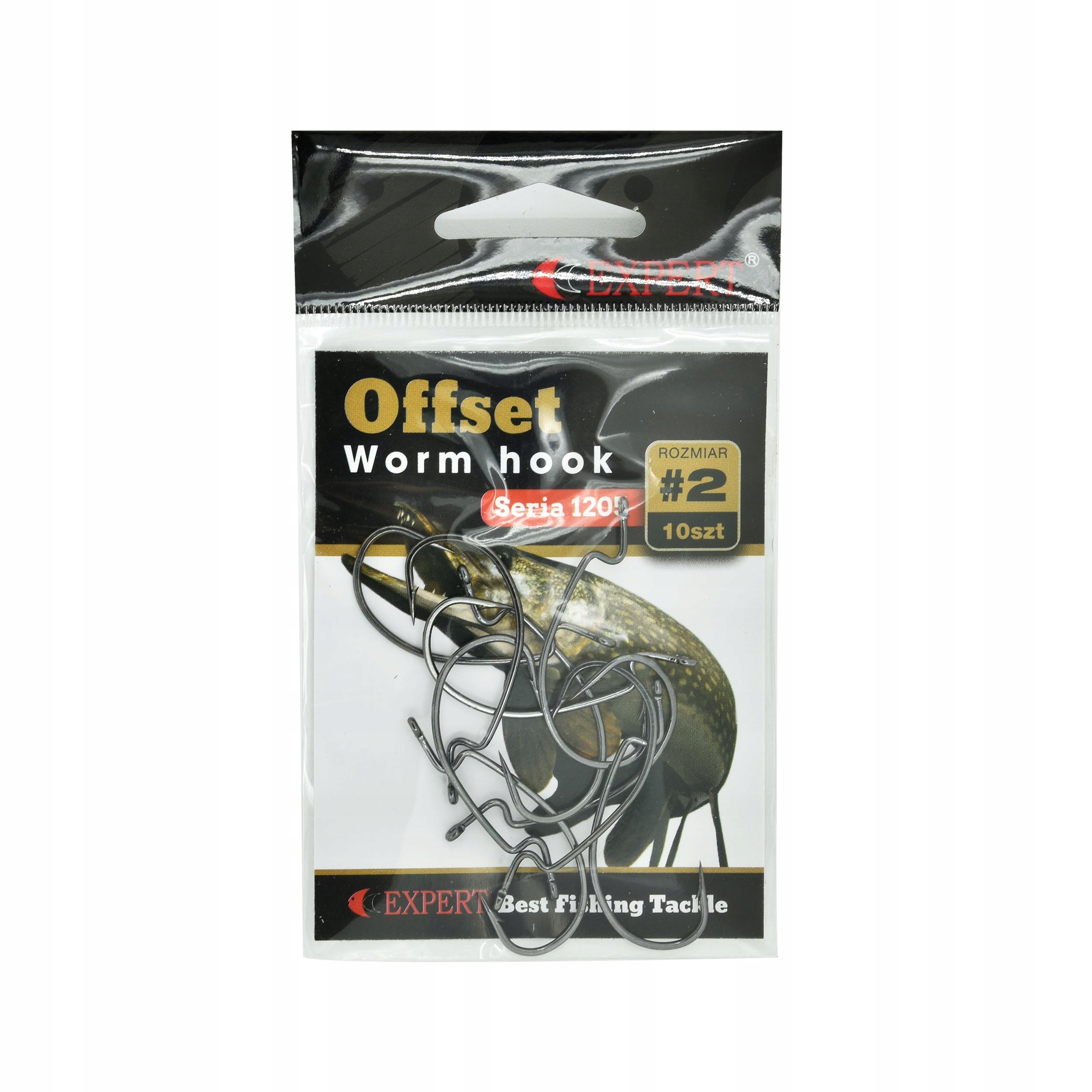 Haki Expert Offset Worm 1205 rozm.#2 czarne 10szt. na boczny trok