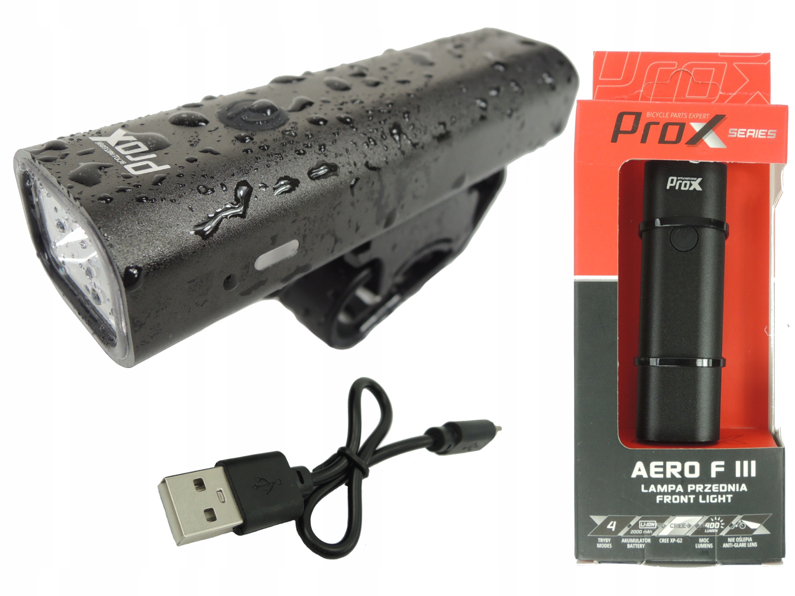 

Lampa rowerowa przednia Przód Prox Aero F III