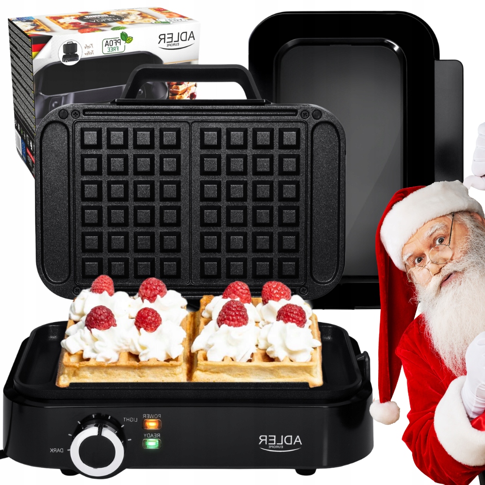Silná Vaflovač s regulací teploty 2000 W velké vafle Křupavé