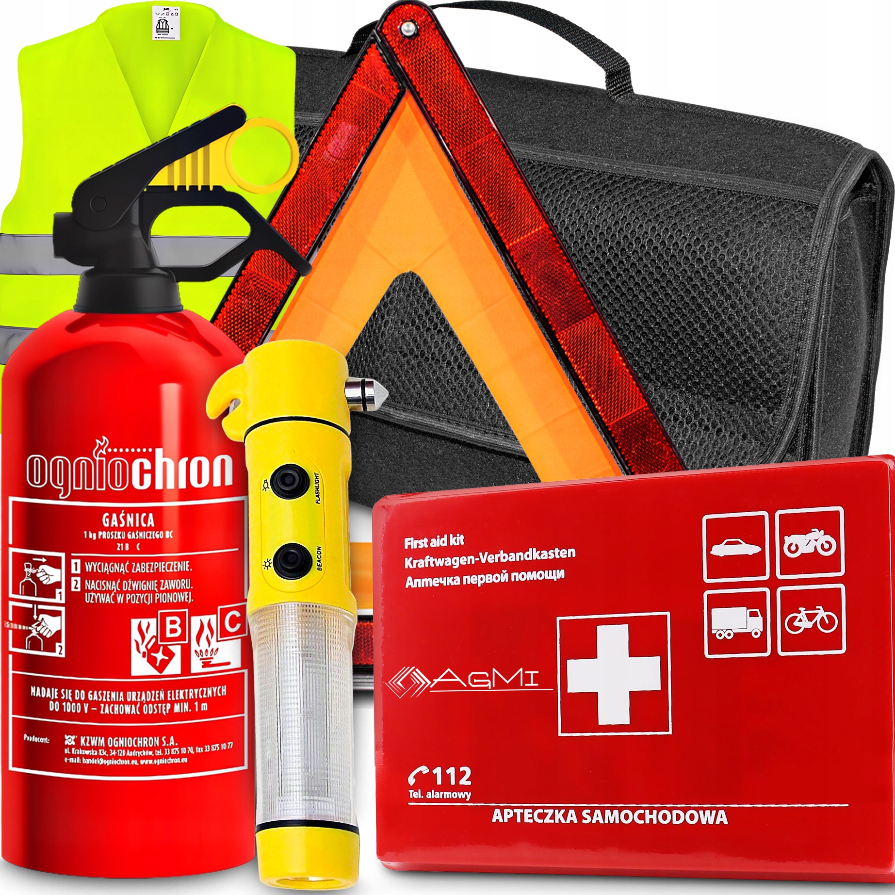 Sada Bezběžnosti Do Auta Hasicí Přístroj Lékárnička Trojúhelníková Vesta V Obalu