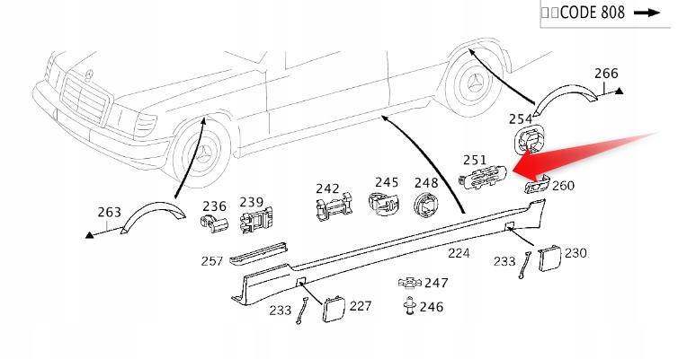 KLAMRA SPINKA LISTWY PROGU MERCEDES W202