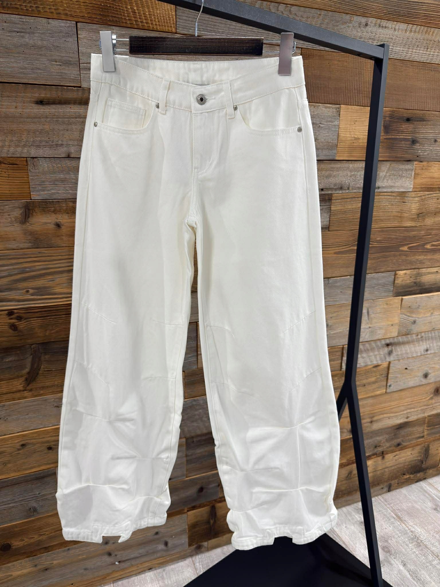 By O La La! Kalhoty Džíny Nařasené Nohavice Off White L 40