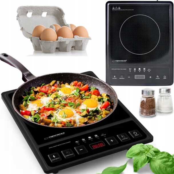 Kuchenka Płyta Indukcyjna Elektryczna Przenośna Jednopalnikowa 2000W Czarna