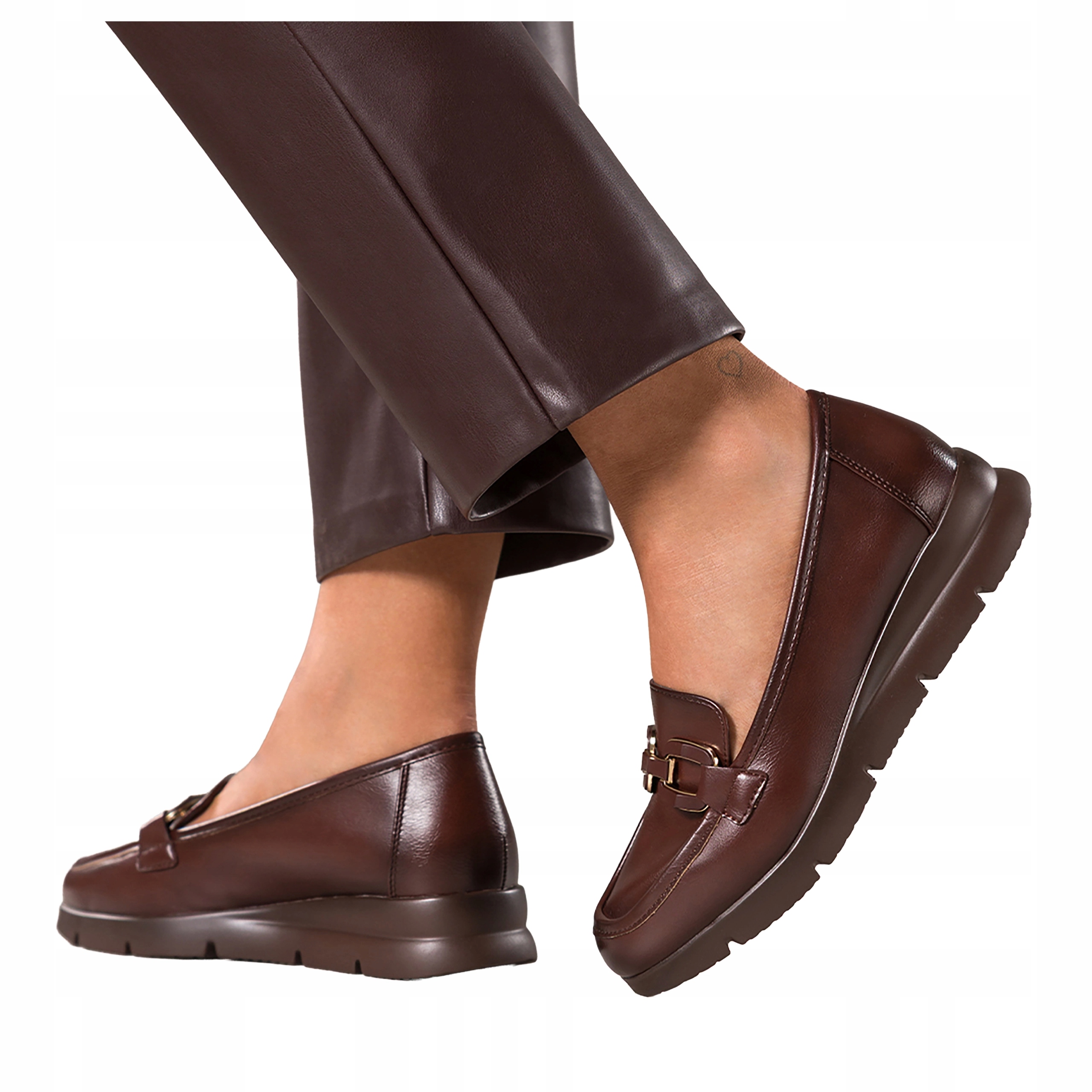 Hnědé Mokasíny Dámské Pohodlné Hnědé Módní Spona Na Platformě vel. 37