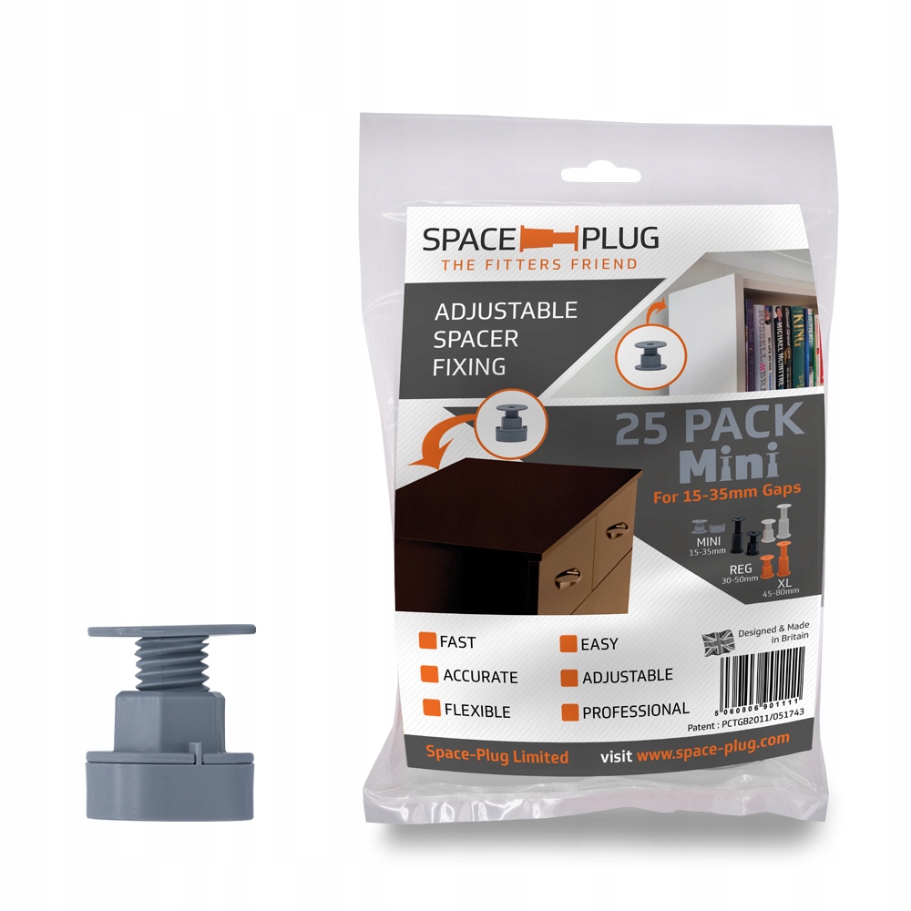 SPACE-PLUG MINI dystans korpusu 15-35mm 25szt Kod producenta SpacePlugMini25Grey