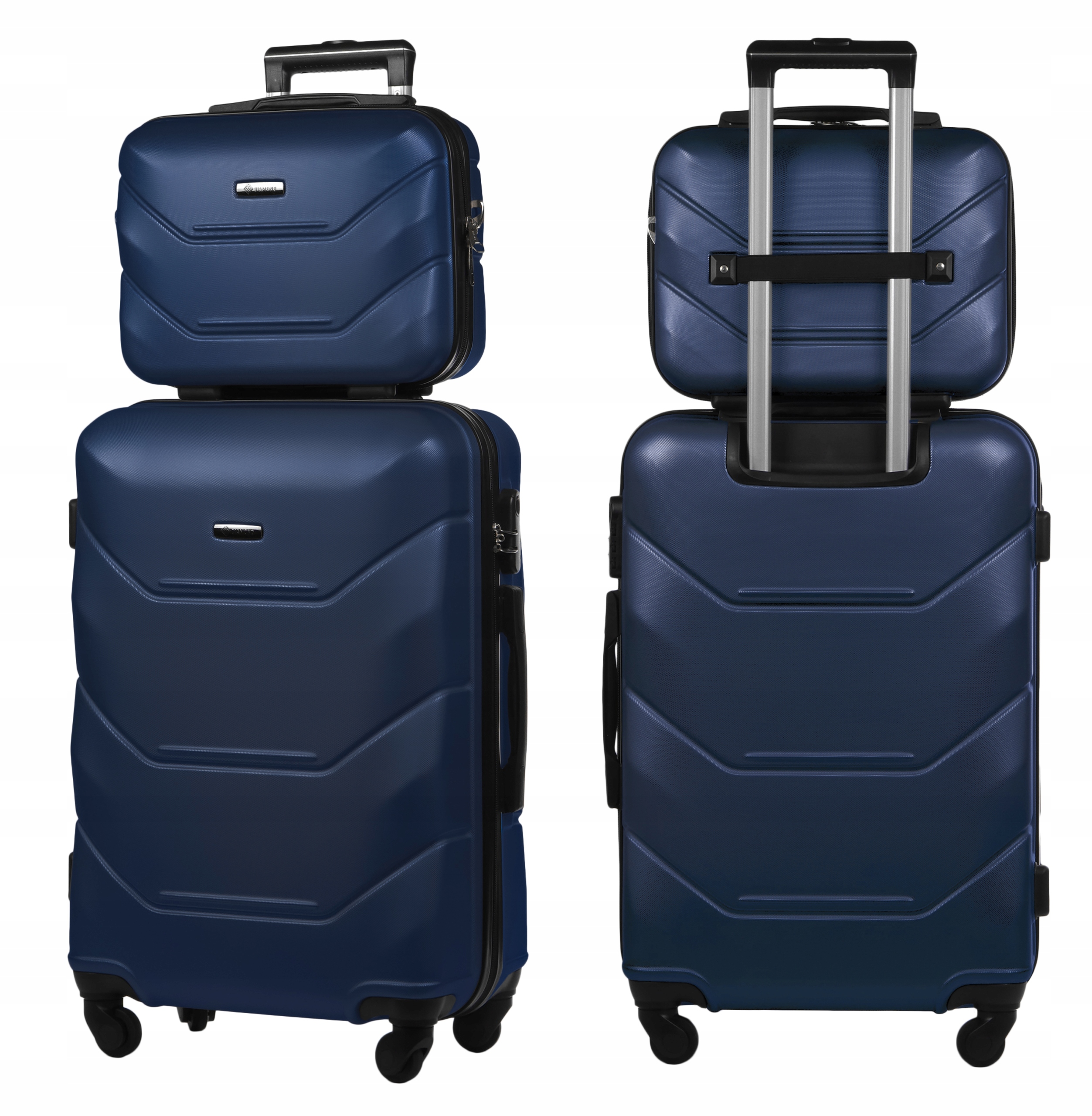 Set 2v1 Cestovní Kufr Střední M Kufřík Bc Tmavě Modrý Kolečka A227 Abs