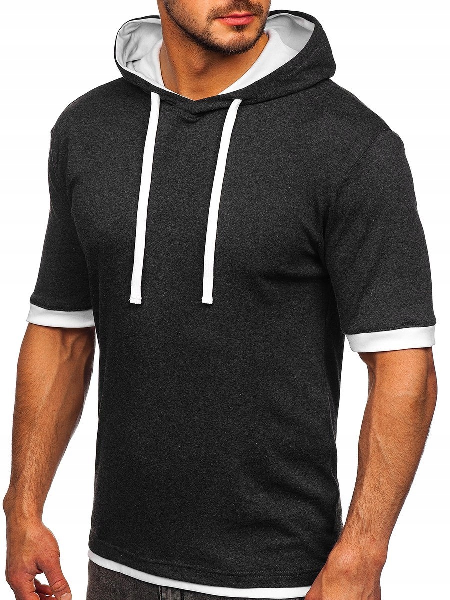 

T-shirt Gładki Antracytowo-biały 08 Rozmiar_m