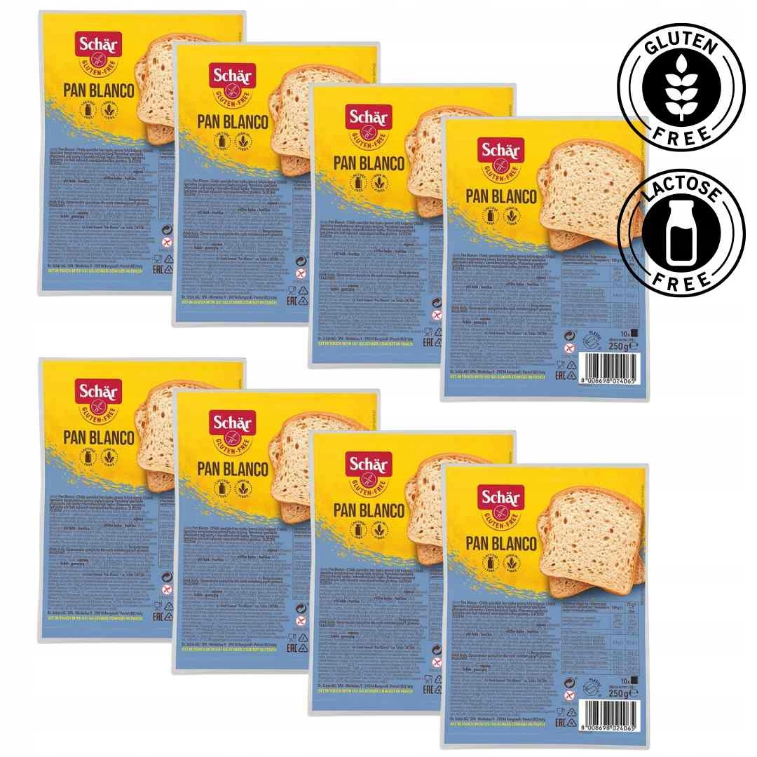8 x Bezlepkový chléb Schar Bílý Krájený Světlý 250 g Pan Blanco bez laktózy
