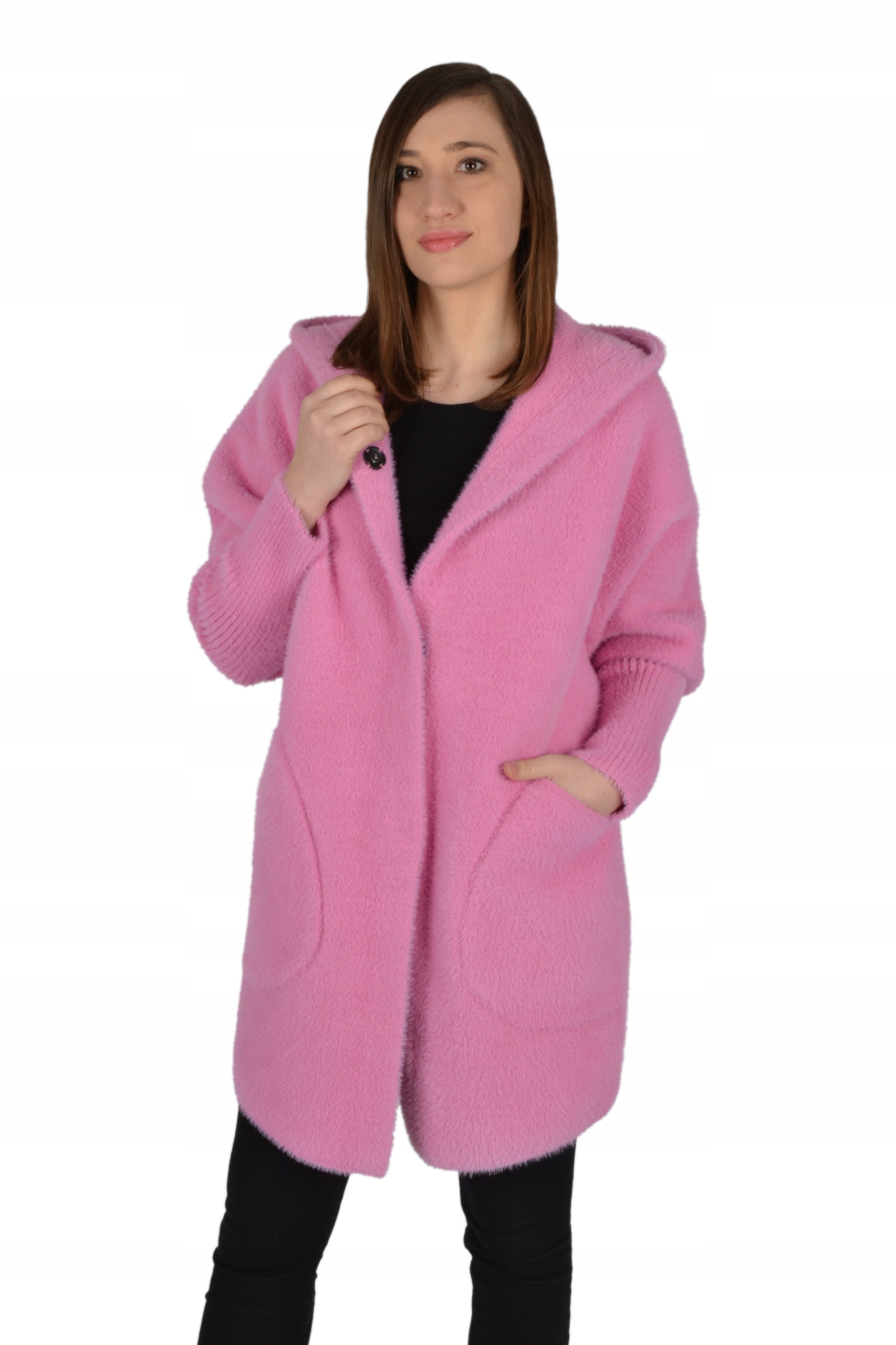 Płaszczyk damski kurtka z kapturem Alpaka oversize