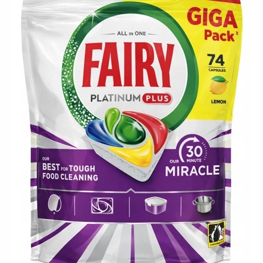 Fairy Platinum Plus kapsułki do zmywarki szybki cykl 30 minut 74 sztuk