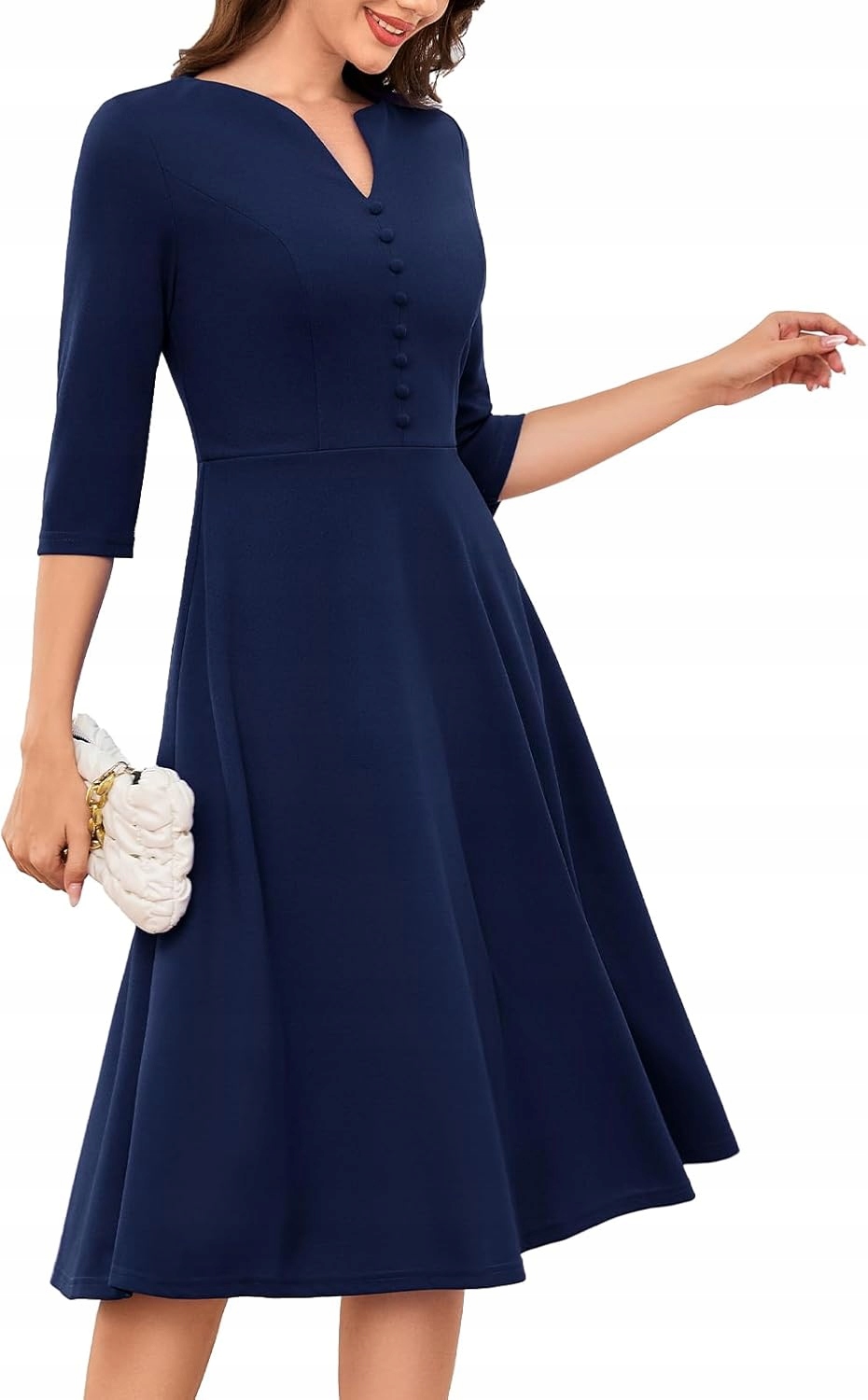 Šaty Koktejlová Návštěvnická Elegantní Vintage Klasická Modrá XL