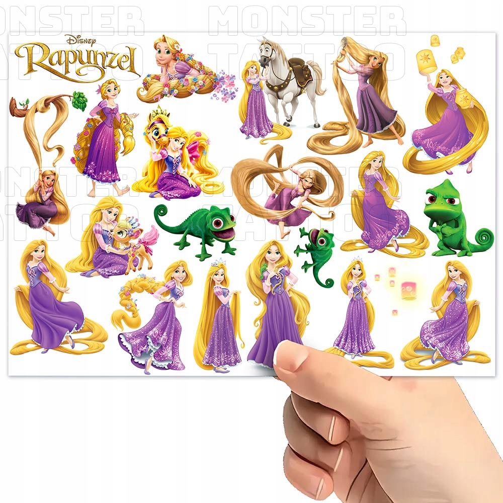 TATUAŻE ZMYWALNE TYMCZASOWE DLA DZIECI DZIECIĘCE ROSZPUNKA WZORY ORYGINALNE Typ naklejka