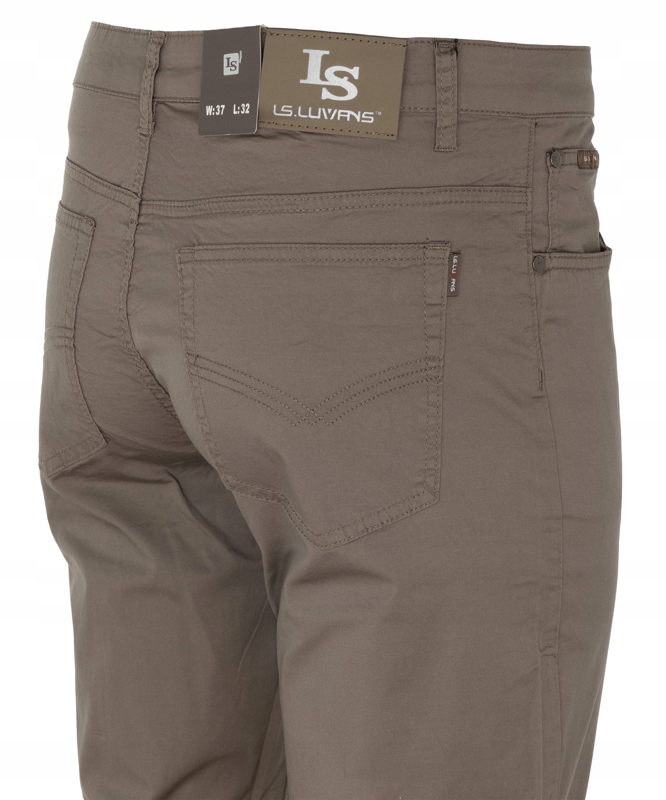 Spodnie Materiałowe Bawełniane Beżowe Letnie Gładkie W35