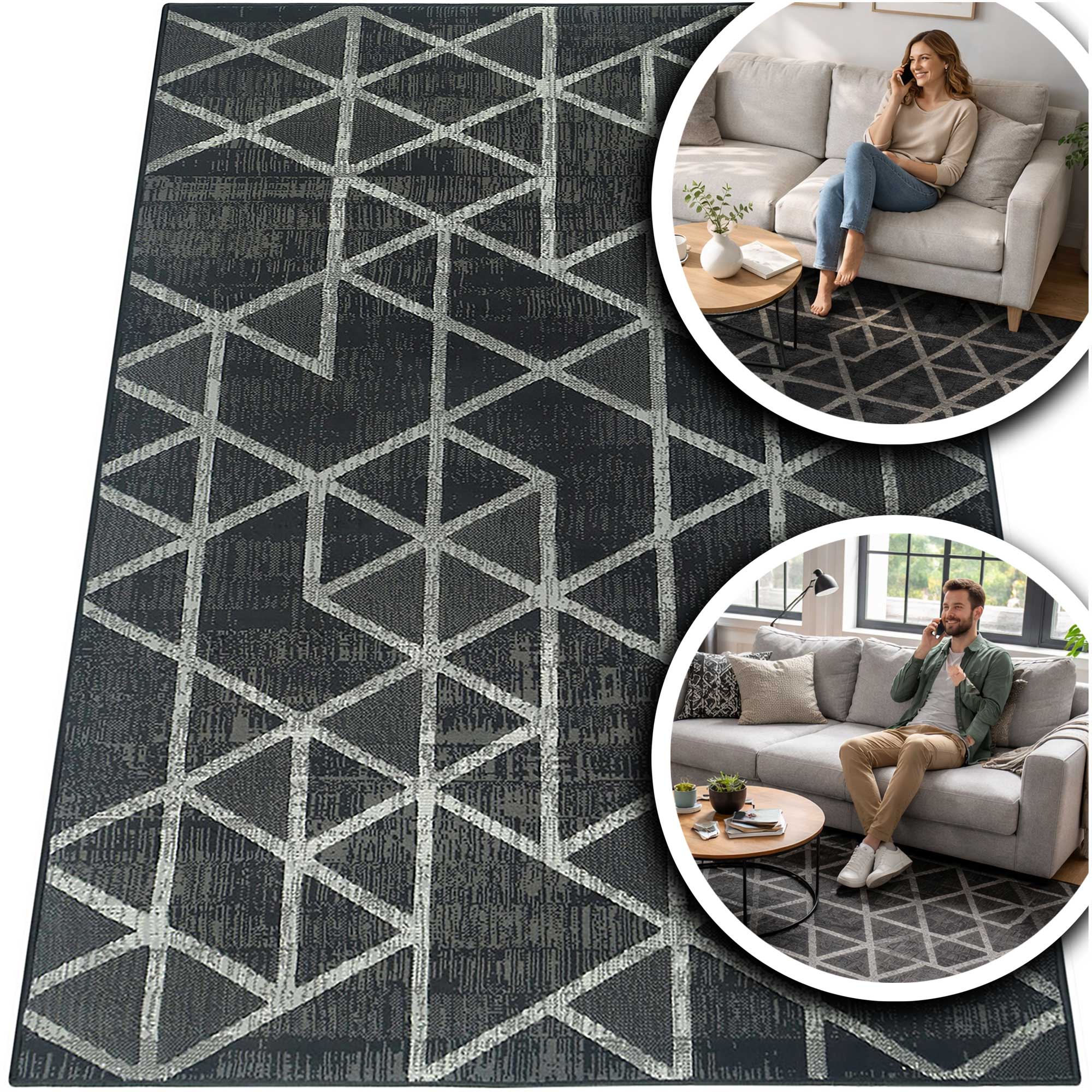 Šedý Koberec Do Obývacího Pokoje Venezia Grafitový Koberec Do Ložnice Nízký 120x170