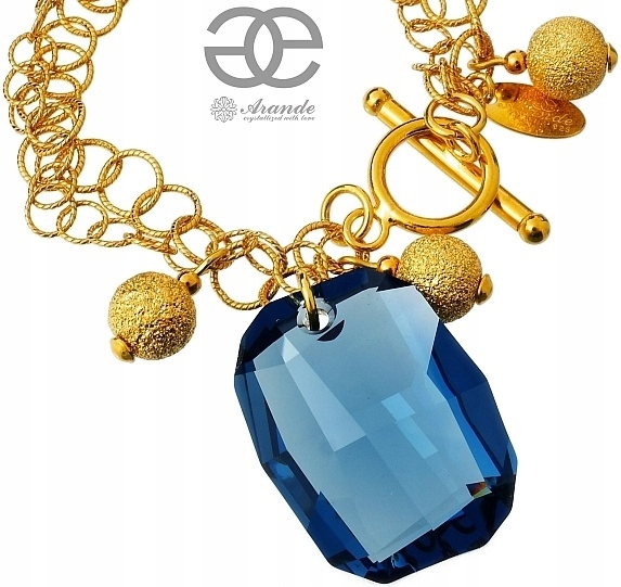 Krystaly Náramek Zlaté Stříbro Denim Blue