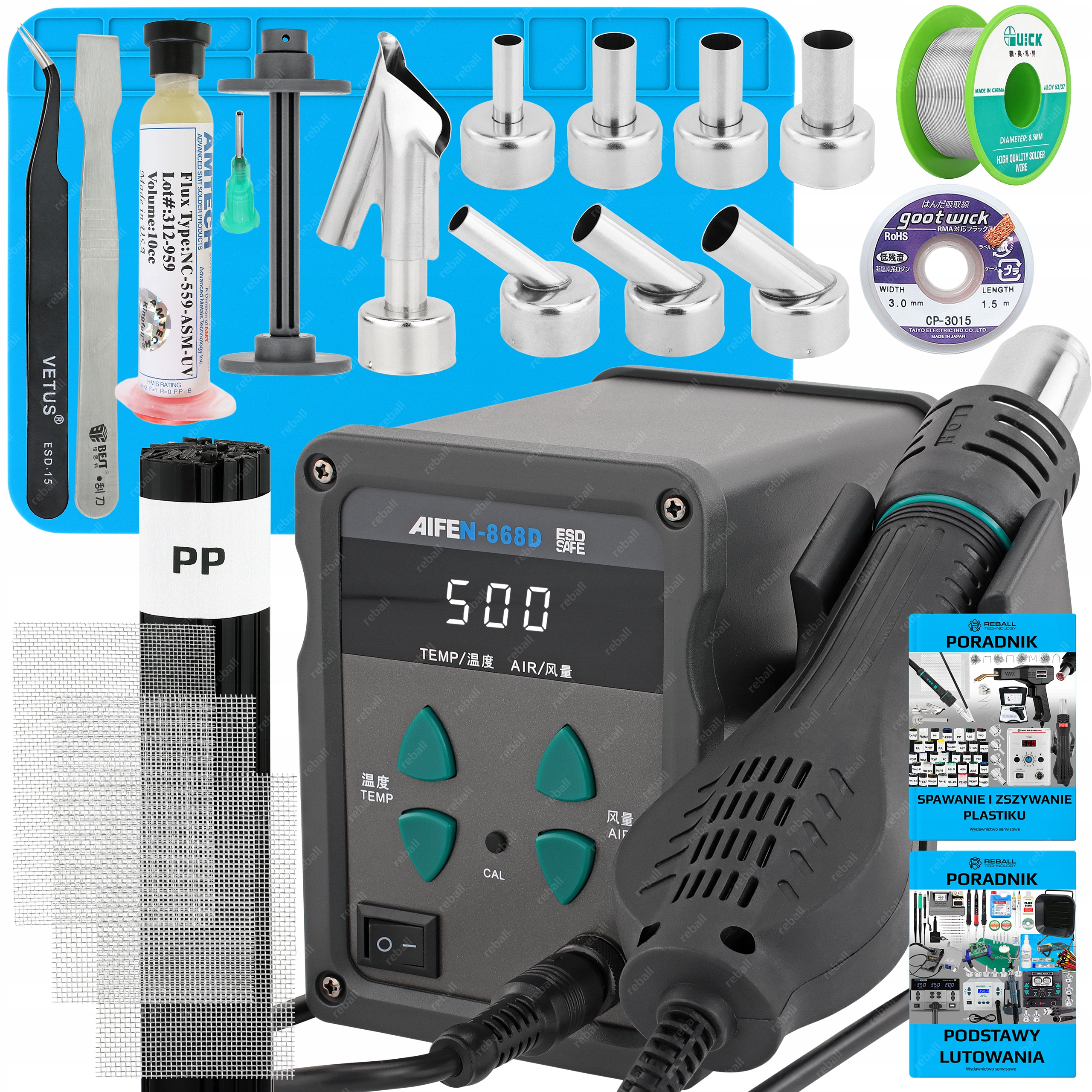 Set Pájecí Stanice Hot Air Svařovací Plast Aifen 868D 500C XLv2