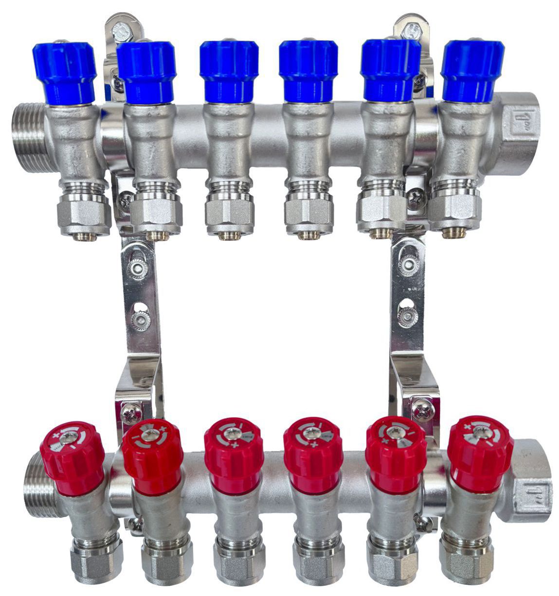 X-home Rozdělovač Pex 1“ x 16 mm 6 Obvodů Studené Vody 6 Obvodů Teplé Vody