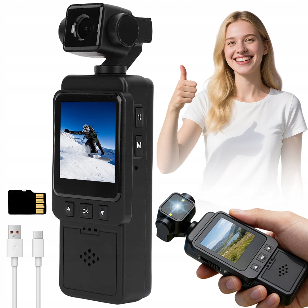 Sportovní Wifi Kamera Usb Hd 1080P, Držáky, Akcesoria, Černá