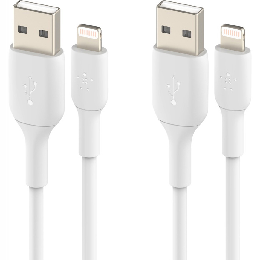 Kabel Usb-a Lightning x2, Belkin Boost Pvc 2-Pack, 12W, 1m, mocny, lekki