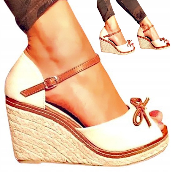 

Sandaly Na Koturnie Damskie Espadryle Beżowe 37