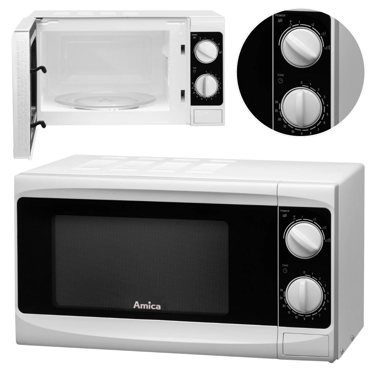 Kuchenka mikrofalowa Amica AMG17M70V 700W 17l biała z funkcją rozmrażania