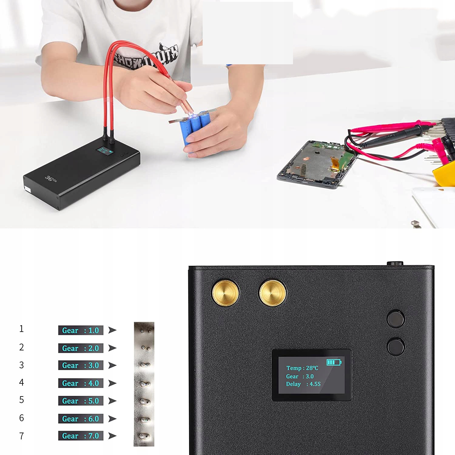 PRZENOŚNA MINI ZGRZEWARKA PUNKTOWADO BATERIA Z KOLOROWYM EKRANEM LCD Marka bez marki