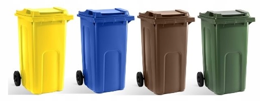 POJEMNIKI NA ODPADY 240 LITRÓW NIEBIESKI KOSZ nowy Kolor niebieski