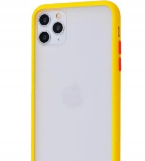Etui Bumper iPhone 11 Pro Max Żółte Matowe z Czerwonymi Wstawkami