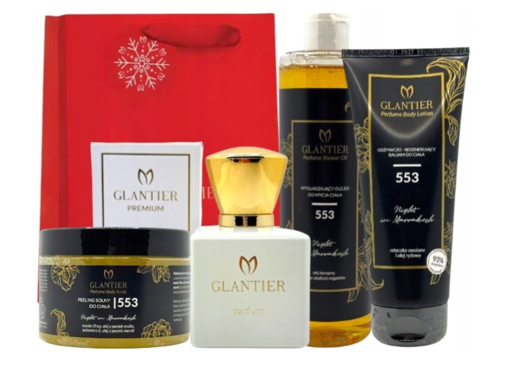 Glantier Sada 553 Exclusive Parfém Premium Peeling Olej Balzám Taška