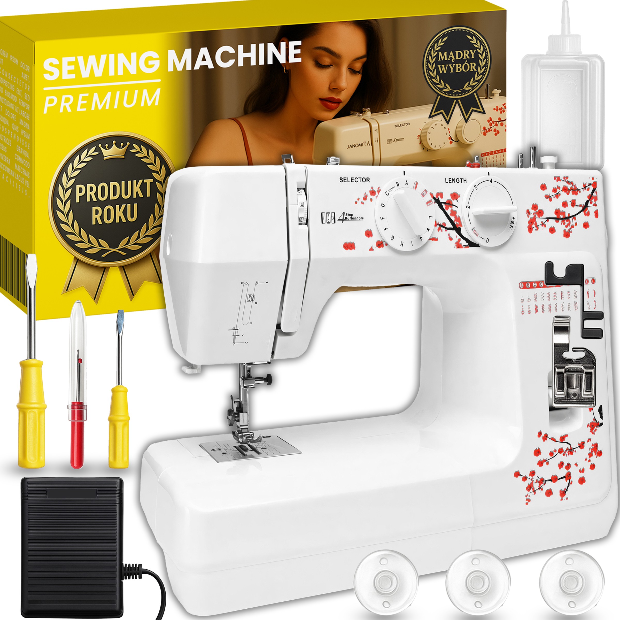 Maszyna Do Szycia Domowa Mocna Regulowana 48X Ściegów Akcesoria