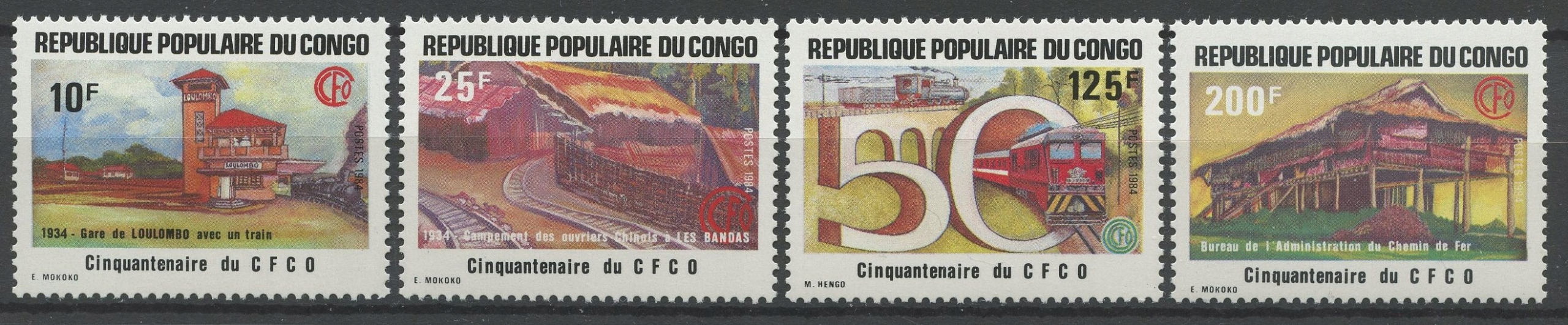 Kongo** Mi. 959-62 Kolejnictwo