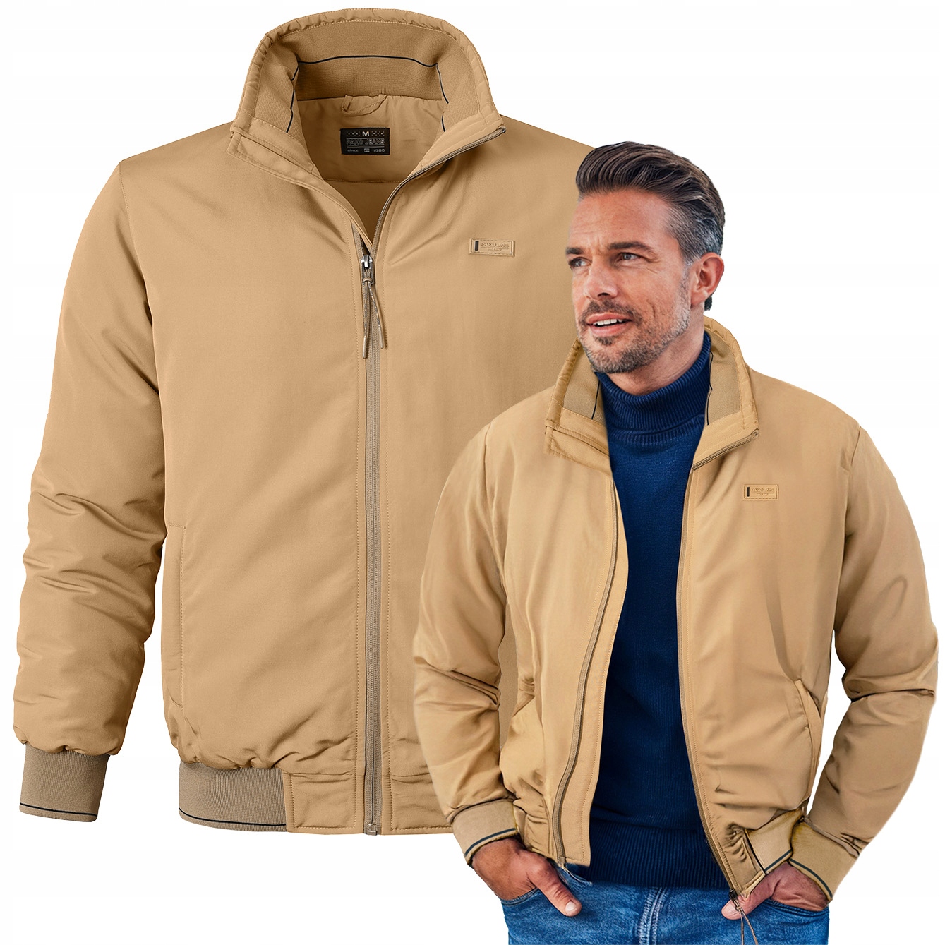 Bomber Pánská zimní bunda bez kapuce Teplá Dium Béžová L Pako Jeans