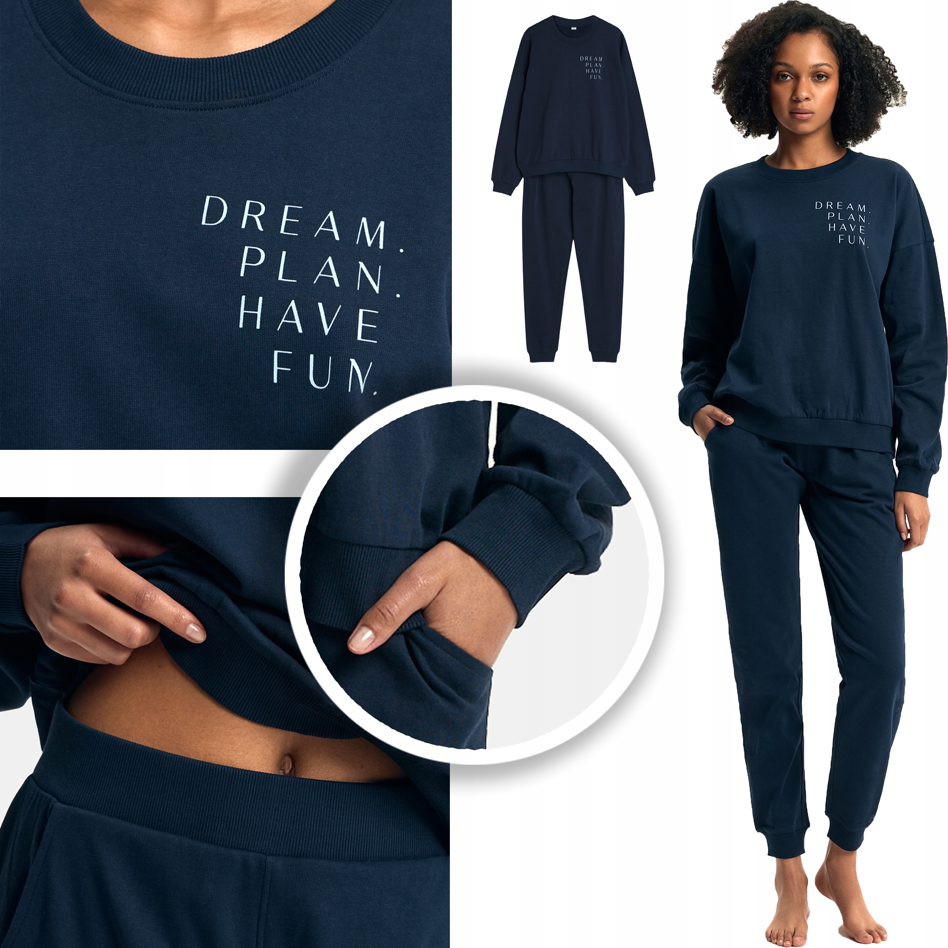 Henderson luxusní homewear dámské pyžamo French Terry tmavě modré S