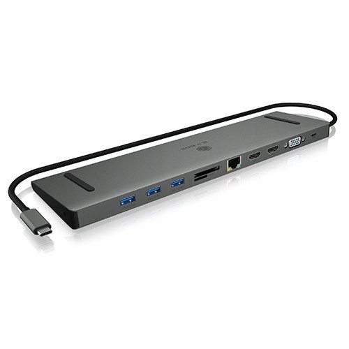 IcyBox Stacja dokująca IB-DK2106-C Type-C 3x wideo, 2x Hdmi, 1x Vga, 3x Usb
