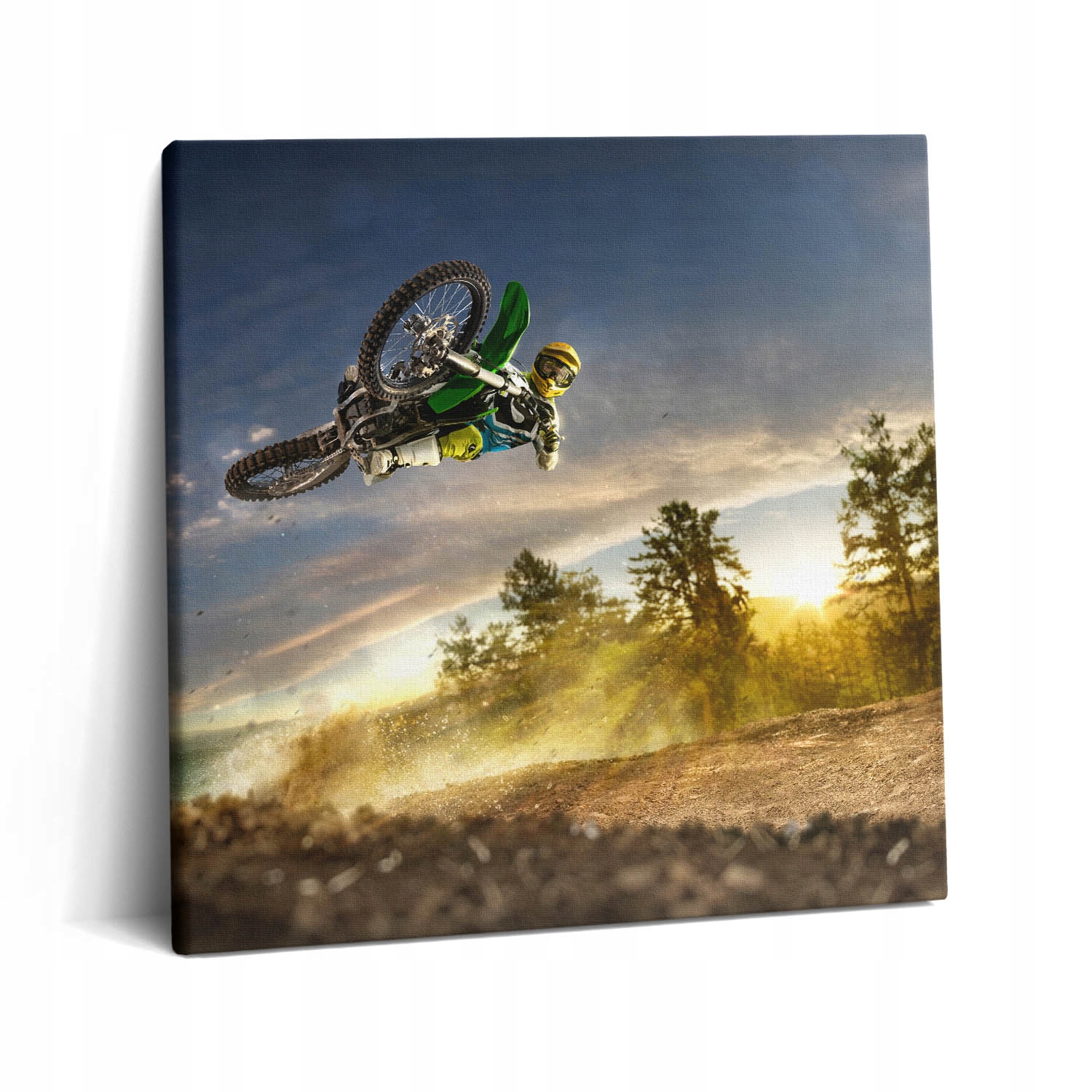 Fotoobraz na zeď na plátně do kanceláře Grafika Motocross a les 60x60 cm