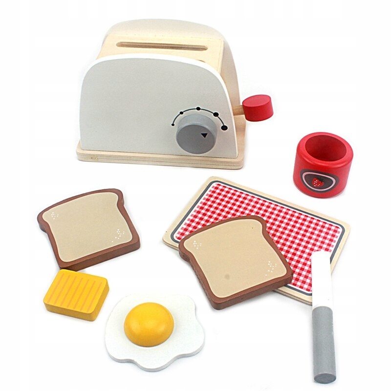 

Drewniany Toster Dla Dzieci Tosty Zabawka 8 El