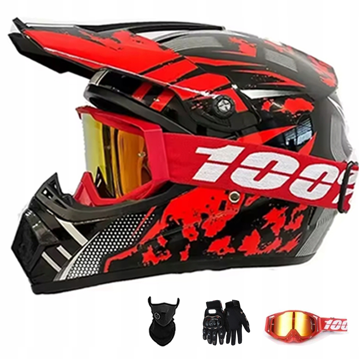 Motocyklová Přilba Lehká Enduro Quada Brýle Rukavice Maska S
