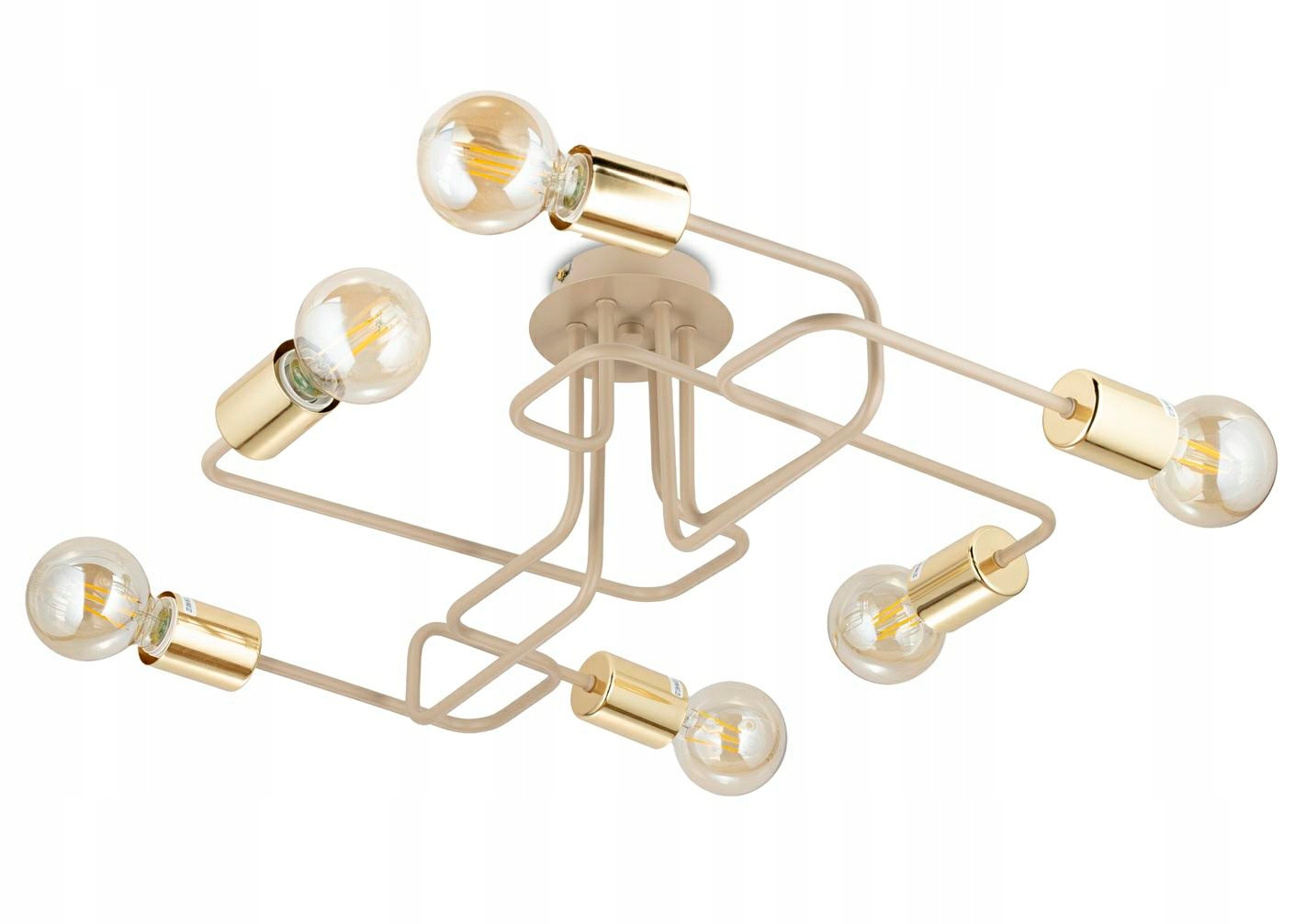 Stropná lampa Onyx Béžovo-zlatá 6xE27 63x53 cm Moderná Stropné Svietidlo Taupe