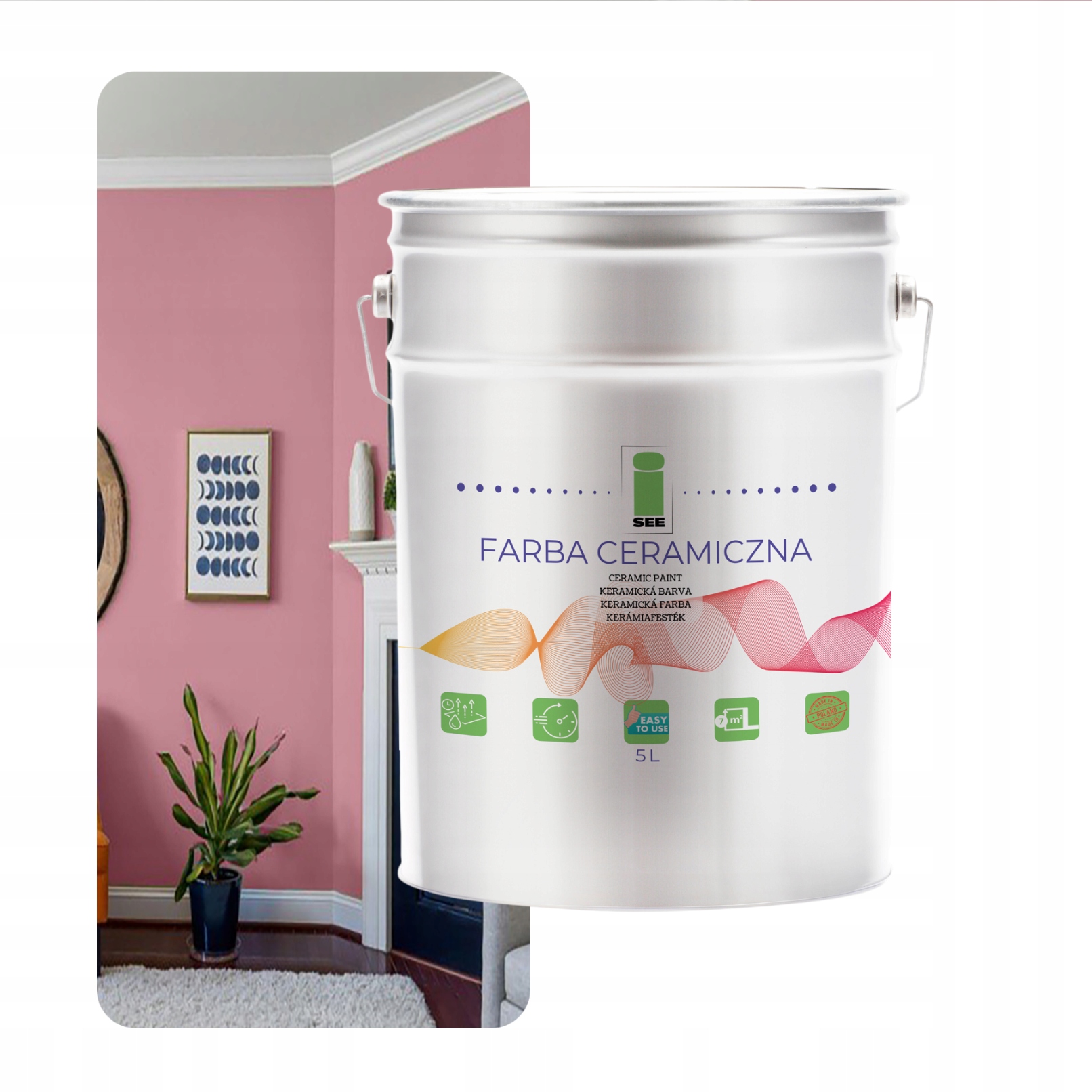 Keramická Farba Na Steny Umývateľná, Ružová, Svetlá, 5 L, Odolná Voči Škvrnám