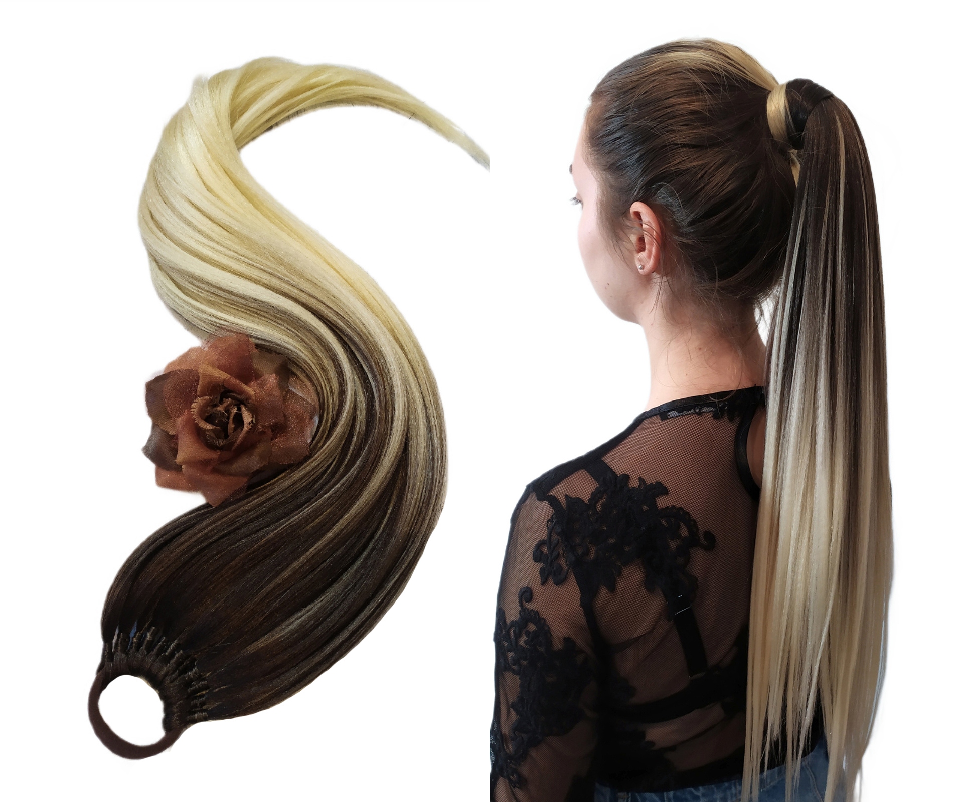 Poník na gumičce, Kuc-Gumka, Příčesek, hnědý blond, Přírodní Dívka, 60 cm