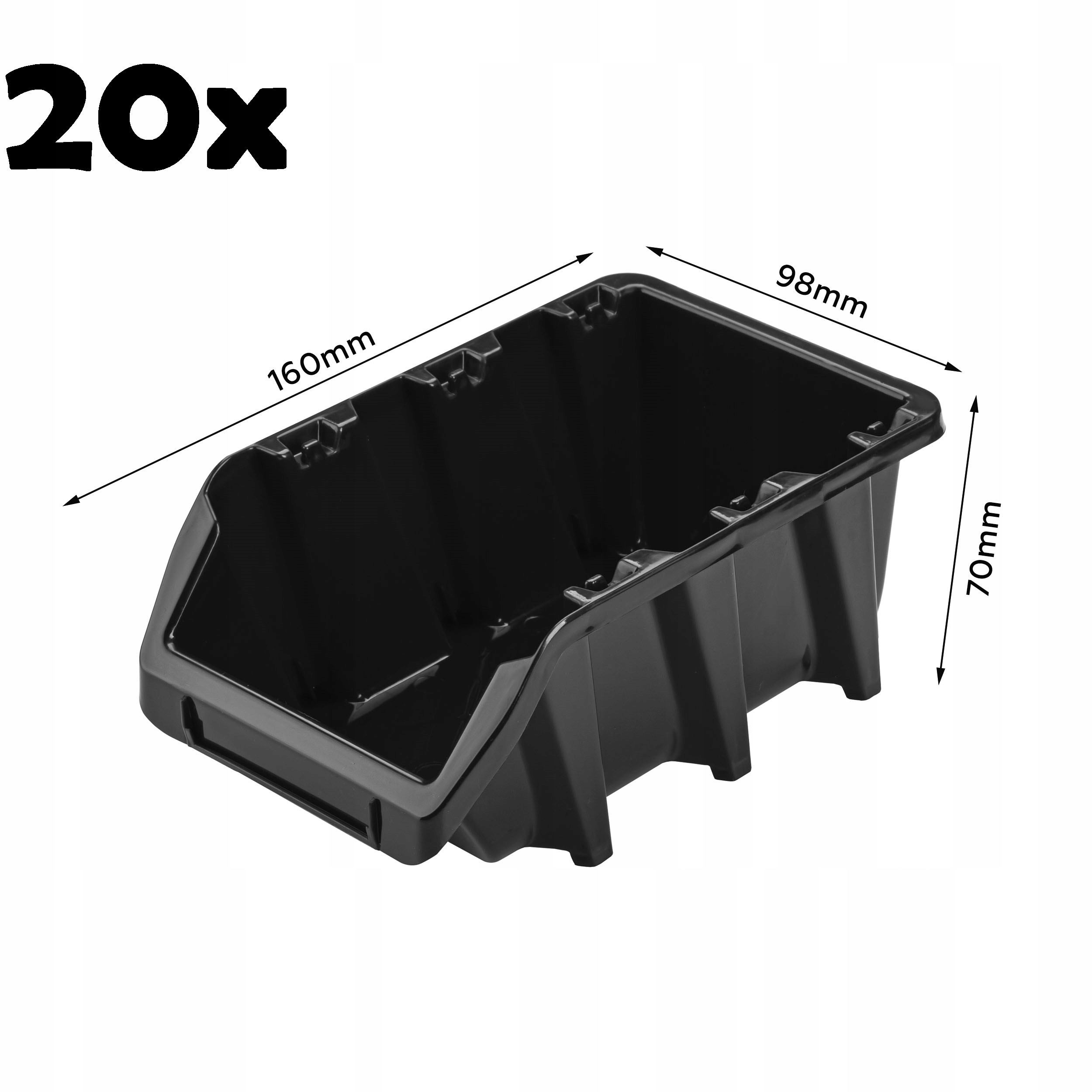 

20 Pojemników magazynowych 98x160x70 mm warsztat