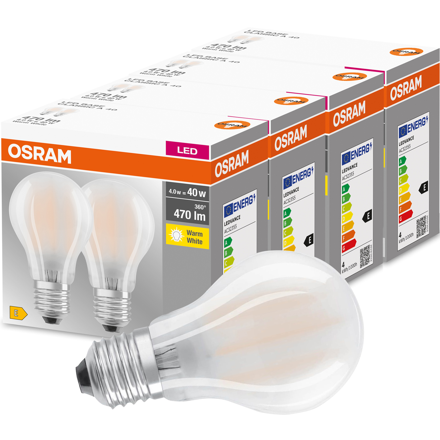 

Zestaw 8x Żarówka Led E27 A60 4W 40W 470lm Osram