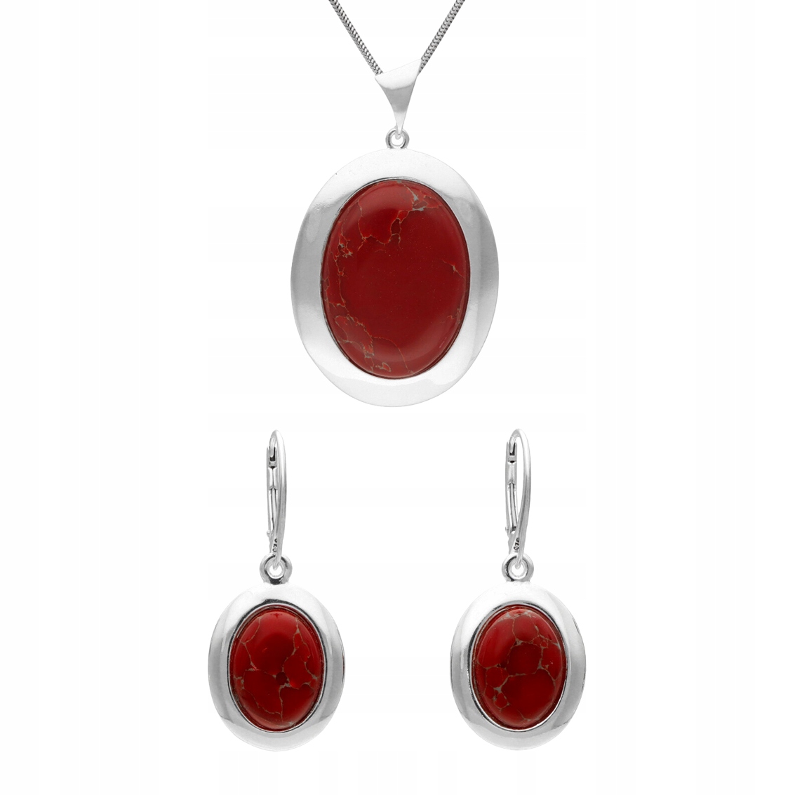 Stříbrný komplet s korálem a zlatou nití