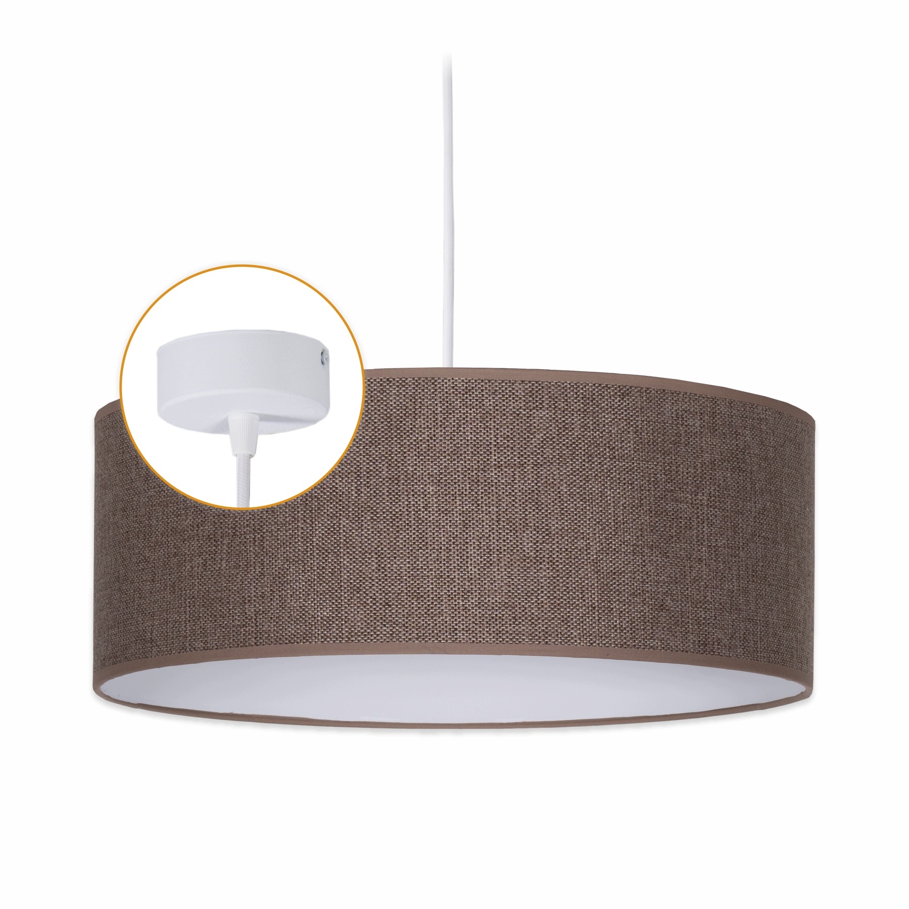 Závěsná lampa Cerlux Hnědým Lněným stínítkem 40 cm Klosz 1x E27