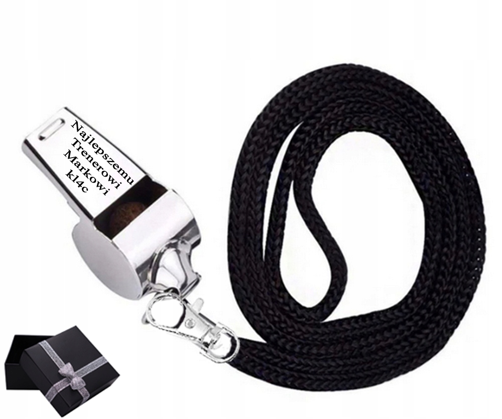 Brelok Metalowy Gwizdek Smyczka Grawer Dla Trenera Sport Den C3233
