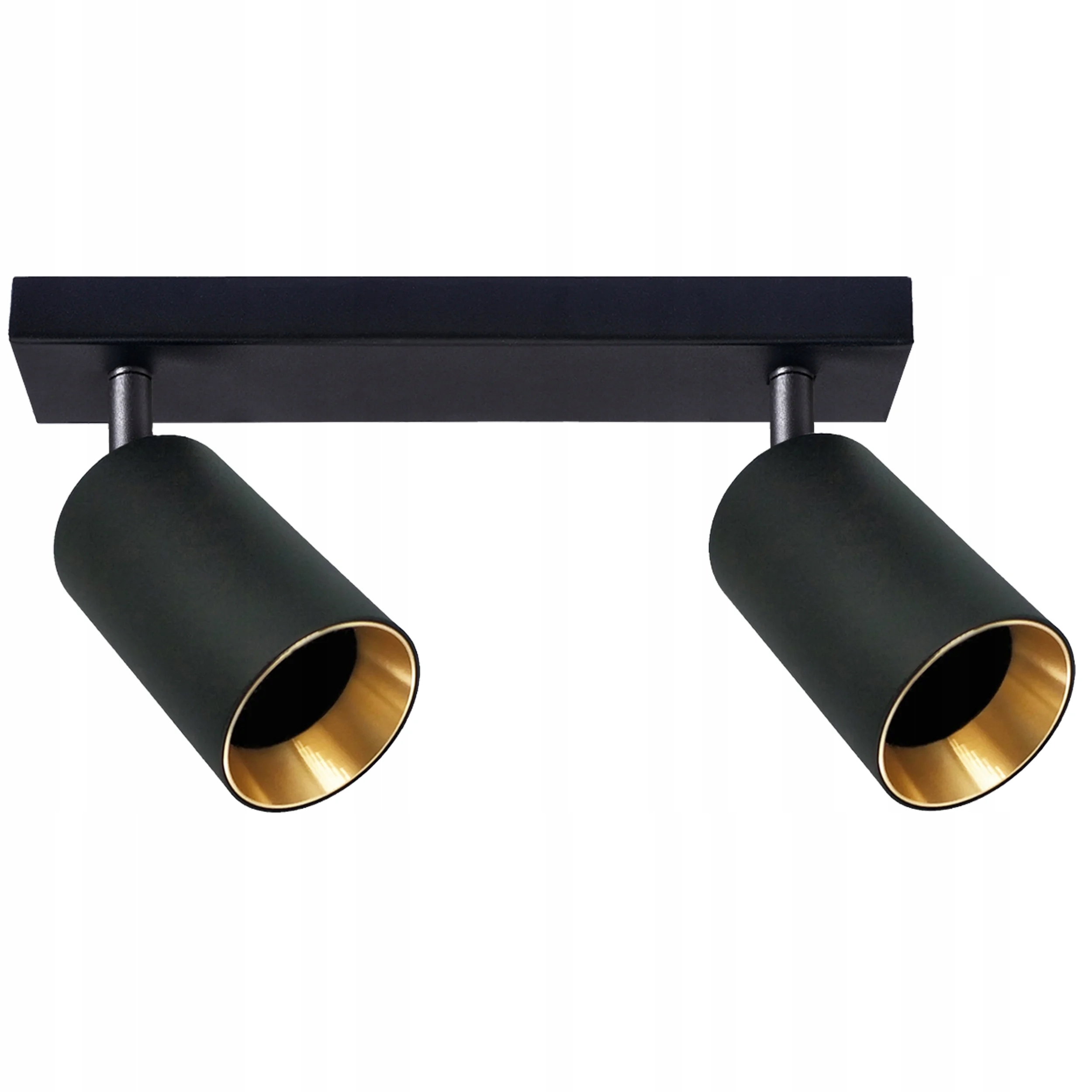 Stropní nástěnná lampa 2 reflektory černé zlaté kroužky 26 cm Polux