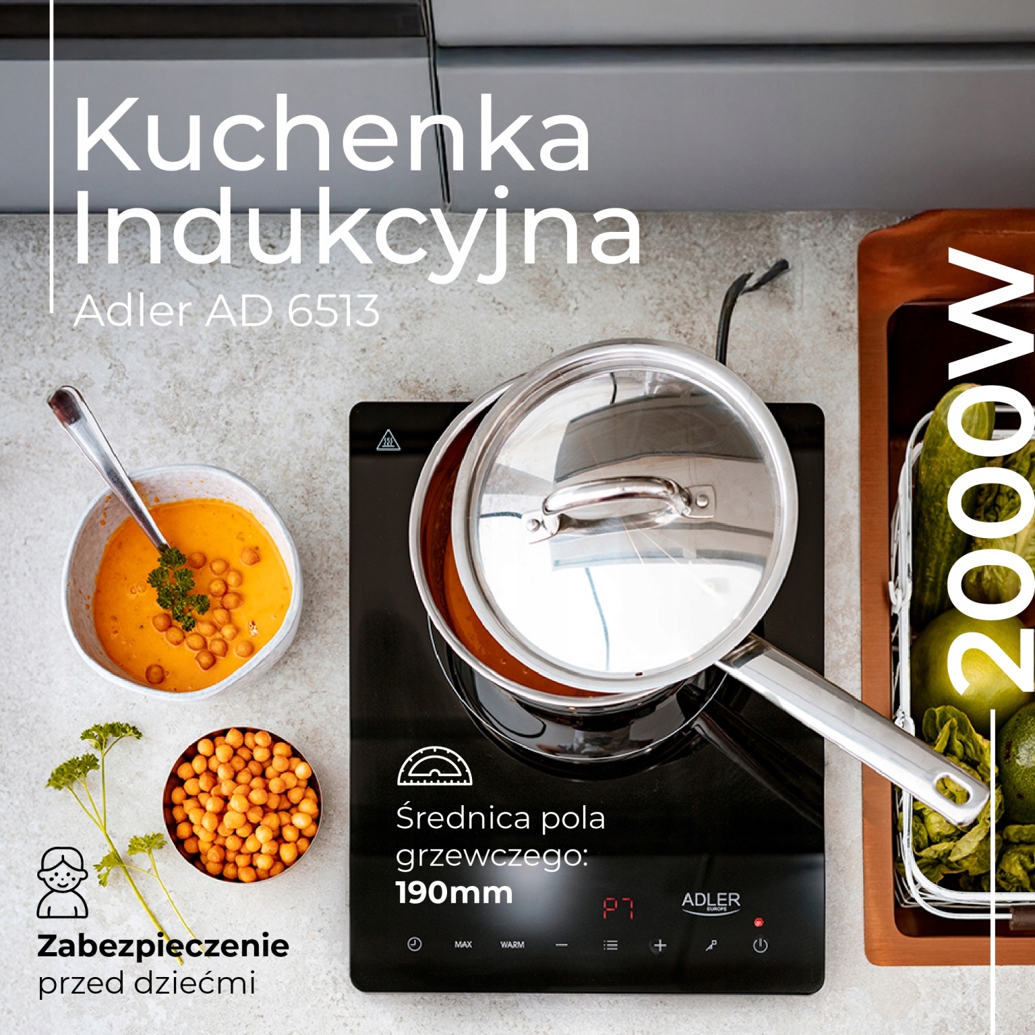 Kuchenka Indukcyjna AD 6513 – Szybkie Gotowanie, Regulacja Mocy