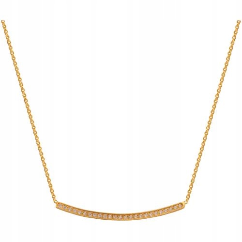 Jemný náhrdelník ze zlata 585 s vodorovnou, ohnutou paličkou se zirkony