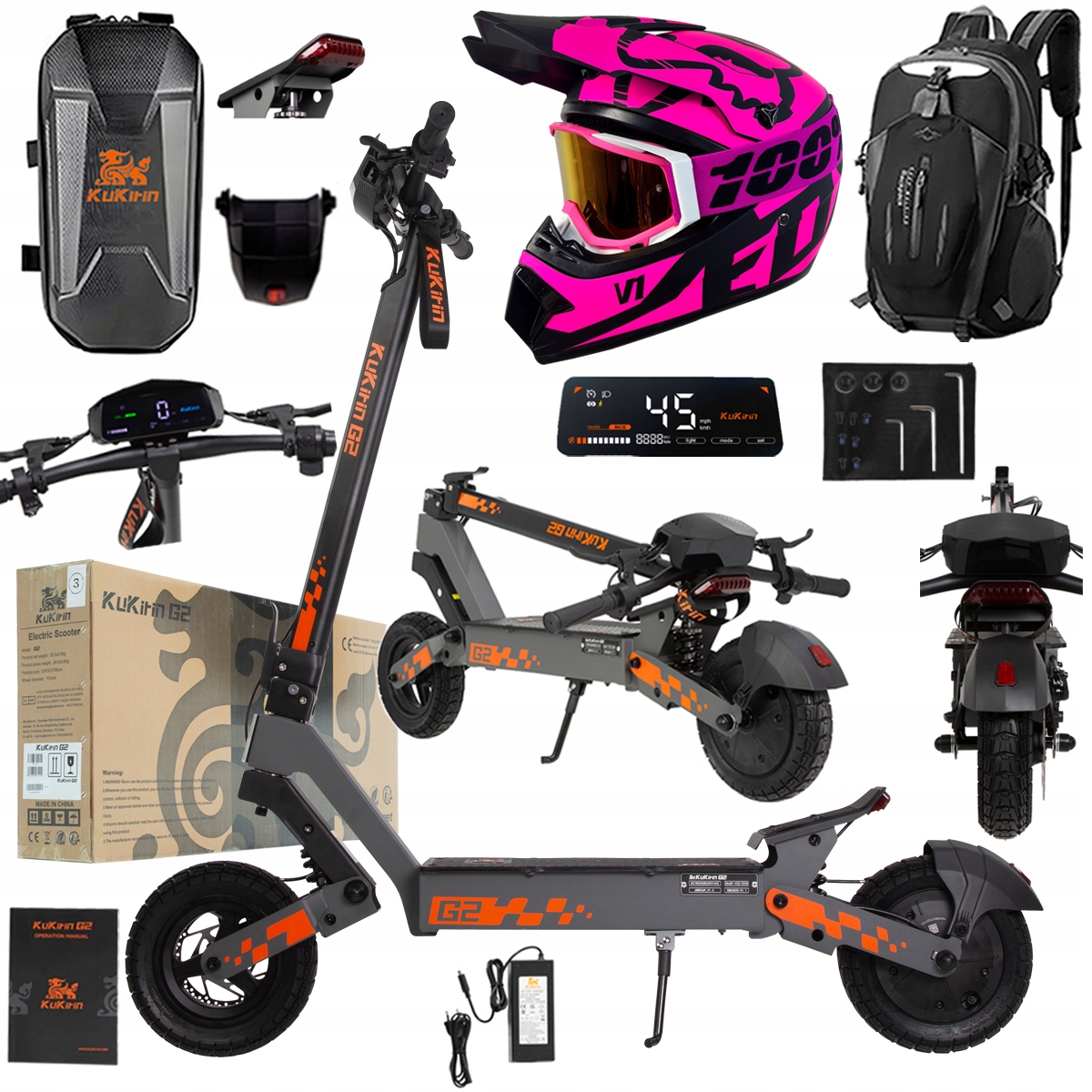 Kukirin G2 2026 Nové skládací elektrické vozidlo 1200W 45KM/H 15Ah 48V 10"